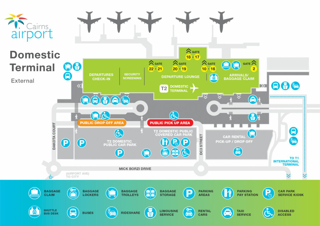 凱恩斯機場地圖T2國際線航廈Cairns airport map T2