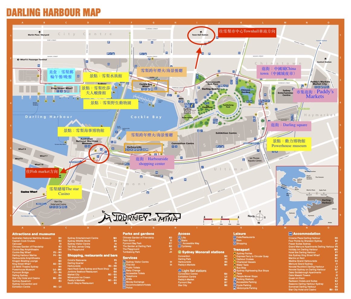 雪梨達令港景點地圖 darling harbour map