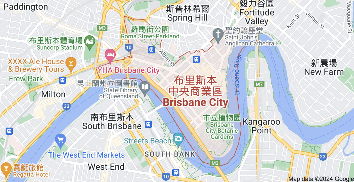 布里斯本住宿飯店地圖