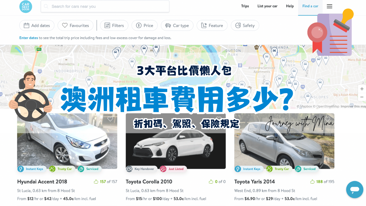 澳洲租車自駕費用多少？3家公司比價（折扣碼、駕照保險規定）