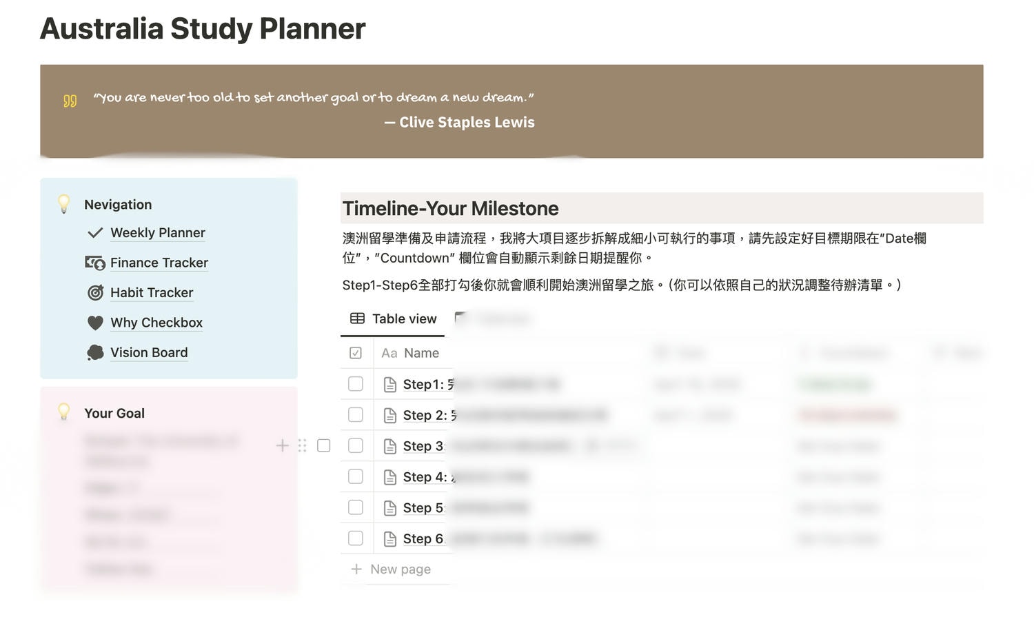 專為澳洲留學設計的Notion模板！Step by step帶你從0開始高效準備（Notion Template免費領取）