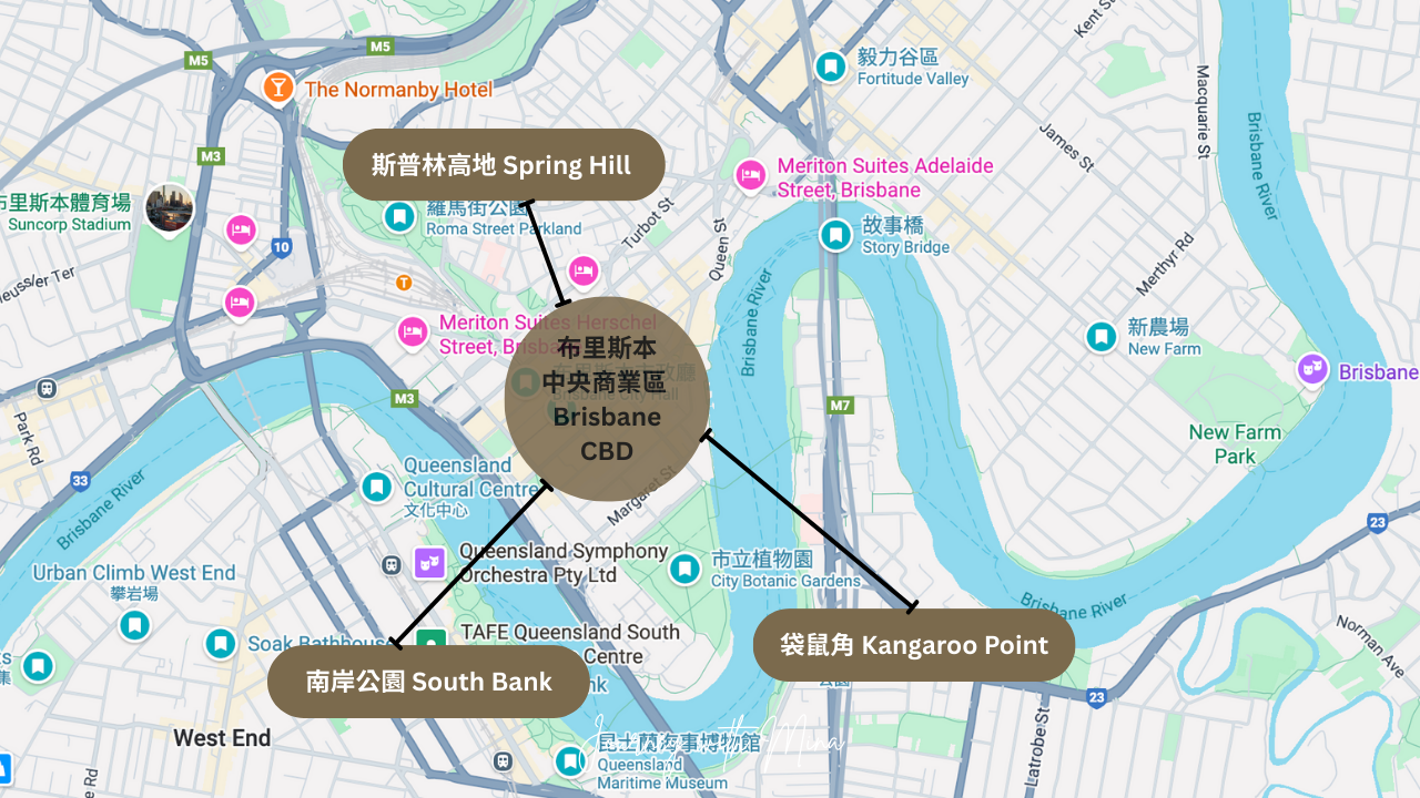 【澳洲布里斯本住宿】2026年13間奢華、高CP值、公寓式酒店飯店推薦 - 第1張圖 Brisbane accommodation location